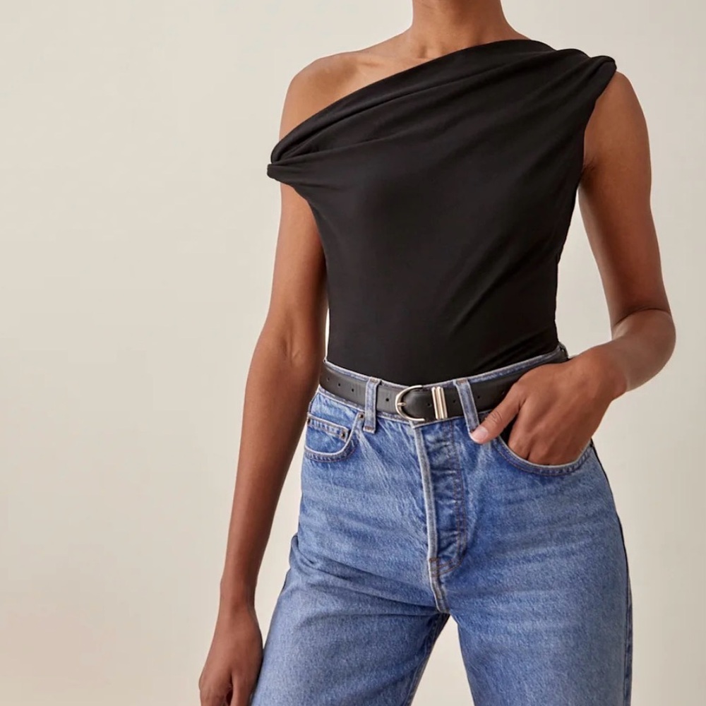 Reformation Cello Knit Top (M, black)